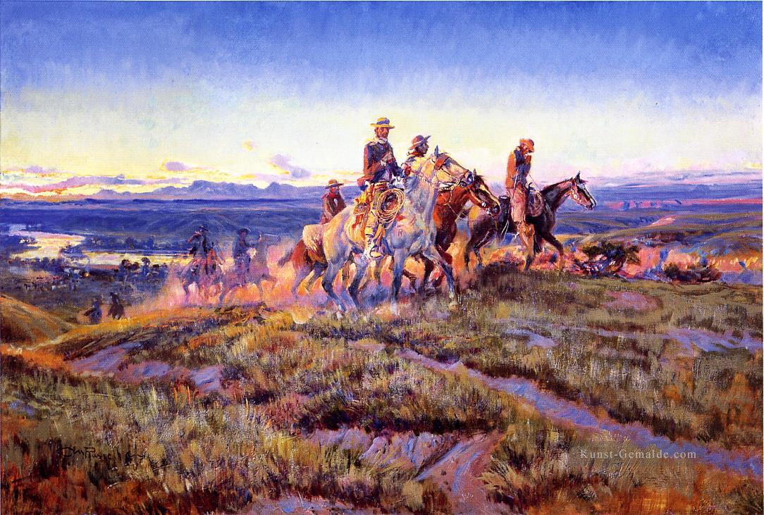 Männer des offenen Bereichs 1923 Charles Marion Russell Indiana Cowboy Ölgemälde